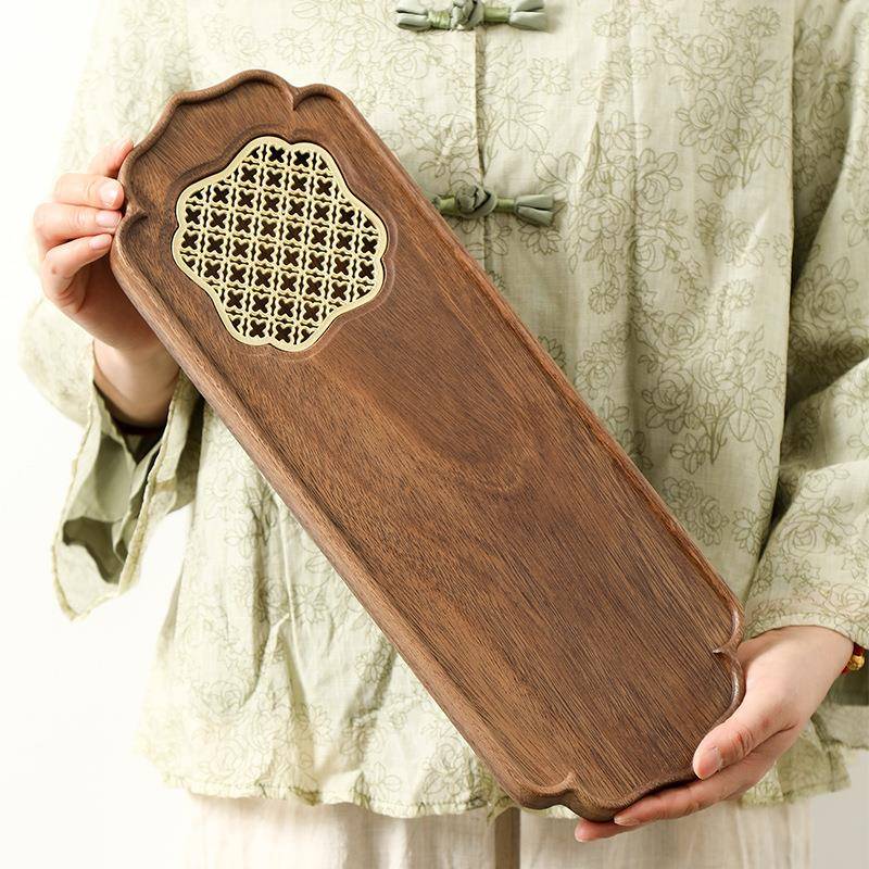 厂家直销南美胡木四桃叶草茶实盘干湿两储用水茶盘木YND茶盘