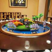 酒店餐花微桌中间30585摆件大圆桌摆饭店桌芯装 饰品圆转形盘缩景观假花