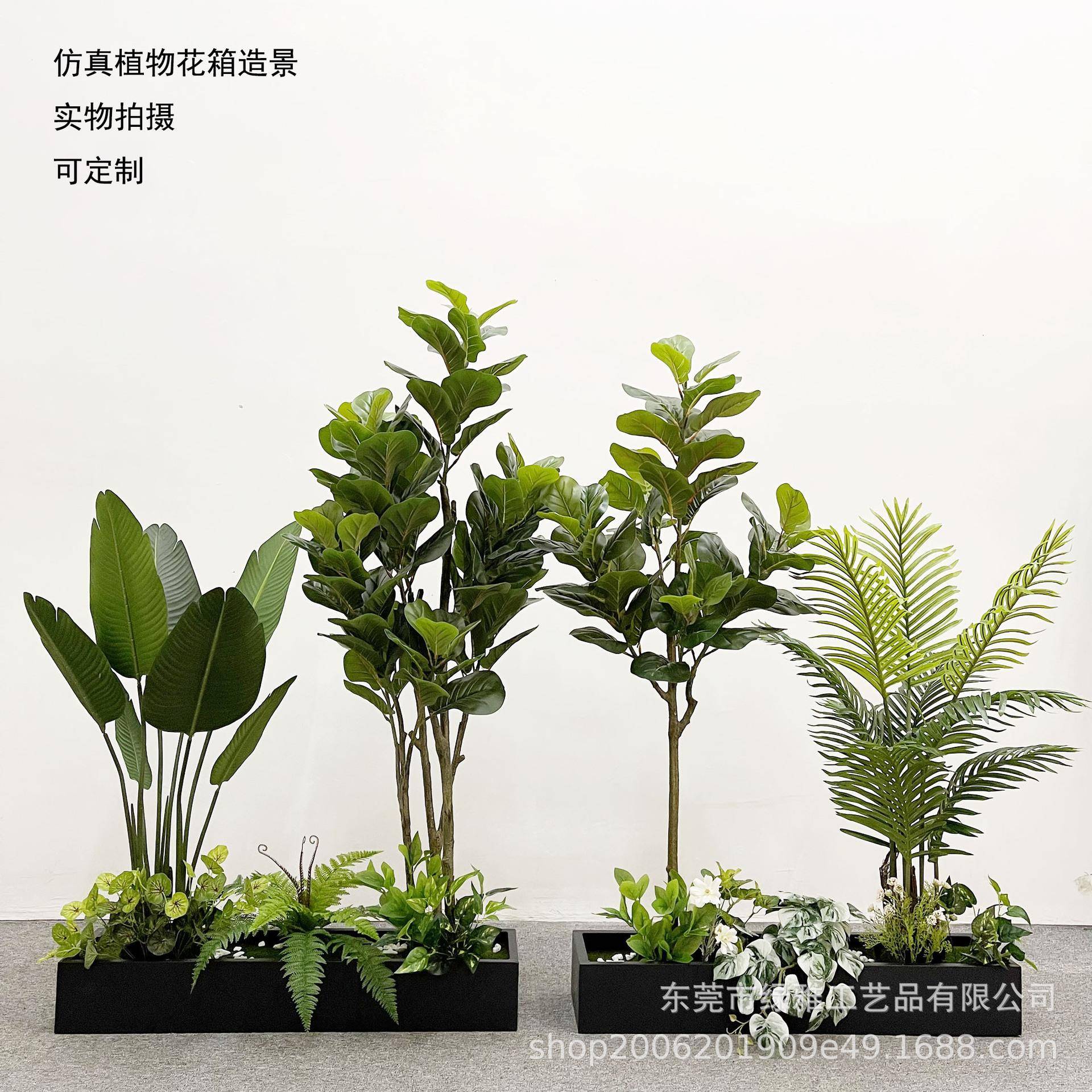 仿真植槽盆栽堆景花造景隔断地落绿植盆物景MCZ室内门店橱窗装饰