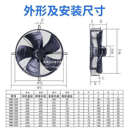 YWF4E/4D-350CQI/400外子轴流冷库风机冷凝器冷散干空机压机热风