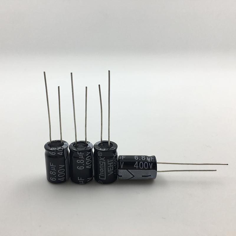 厂家直销MML现货4铝0电0解V6.8UF铝电容器同向引出线固定电解