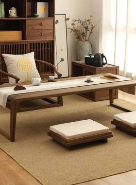 新中式木榻榻米茶几阳台茶台地台榆炕几简矮桌实木茶约桌椅AAX组