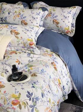 春季美式被棉田园小清新全艾草混54205纺四套纯棉床单套件柔软床上用品