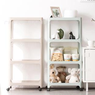 带6982茶花层卫间置物架厨房四塑料架脸盆架生可移动推车滑轮收纳
