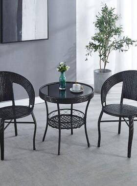 藤椅三套阳台茶桌QOZ椅休户闲外庭院茶几组合室外露天件编靠藤背