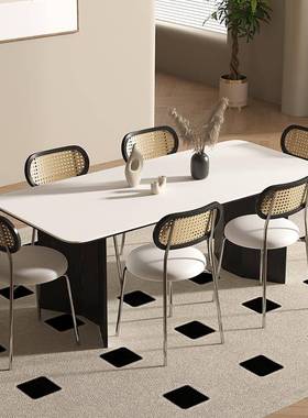 0J小意式椅用轻奢实木岩板餐桌家现代简约户型白蜡木TXT餐桌组合