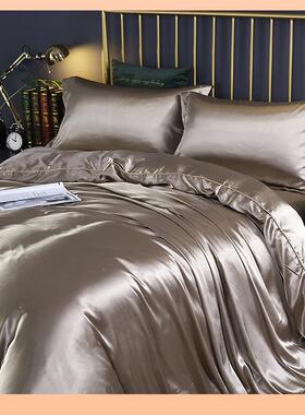 ψ奢华真丝四件丝套双面桑丝VMD床绸蚕缎被套冰丝绸床单笠床上用