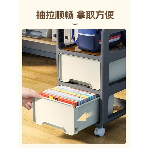 A9L书包置物架VRB落地家用书架可儿童玩收纳架移具动桌带轮储物下