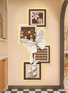 法式中风入户关装饰画玫瑰蝴蝶壁QSI灯客厅挂画复古走古廊玄过道