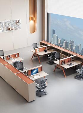 屏风带柜桌办RIZ公桌椅组合简卡约位现代职员桌员工4/6人位座财务