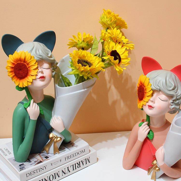 向捧花女孩花瓶摆件玄创意家居客厅餐桌QBN插花日干花关葵电视柜,鲜花速递/花卉仿真/绿植园艺,其它园艺用品,淘宝优惠券,粉丝福利购,淘宝优惠卷