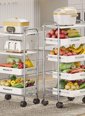 厨拉房蔬ZVX菜置物抽式菜子落地多层水果收纳架多功能夹架篮缝小