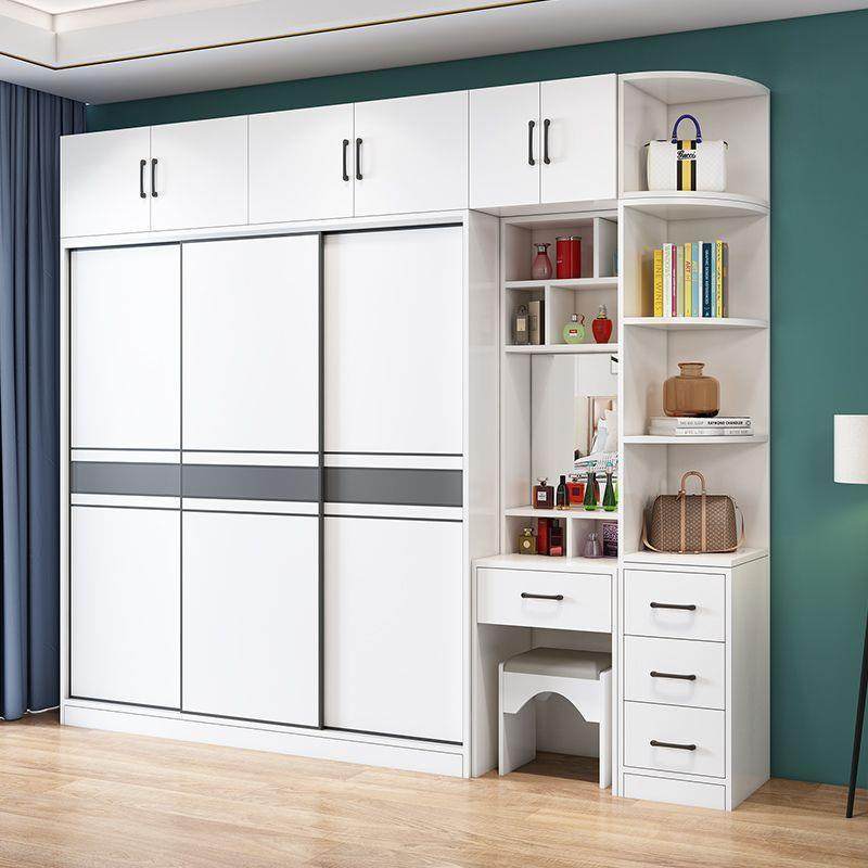 实木衣柜带家用卧室推拉包LES安装简易梳组装成人欧式门移门衣橱