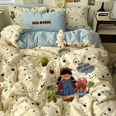 a棉类床上用品四件套纯棉洗床单被ITU套笠被罩宿学生舍单人三件套