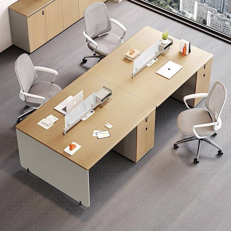 职员办桌简约现代六人位6卡座工位4公办公室具家原木员工IWW桌椅