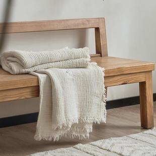 a类四层纱苏边皱感全棉毯亲肤松软纯棉流DVG盖褶车用沙发毯披毯肩