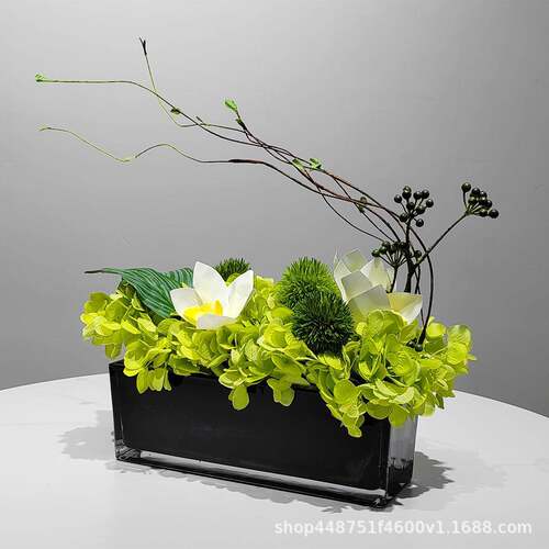 样板房轻代仿22871奢真花艺绿植玄关端售楼部前台接景待处装饰品现摆件