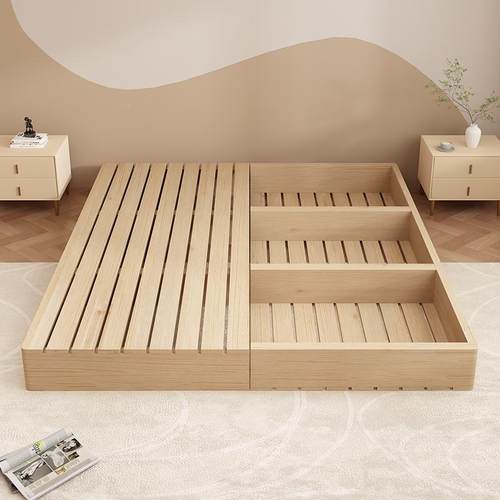 my床架榻米简床落地床日式矮床实木排骨榻架无床头地台床约DNR米