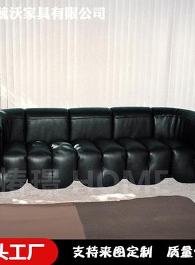 复刻版Desede黑师色皮42729沙发中古设计风三U型拳头创意异型人位