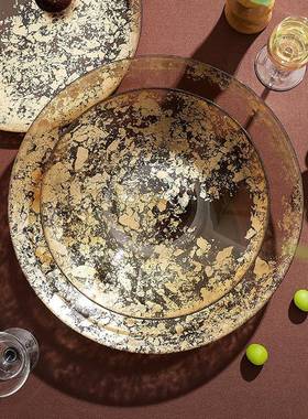 225新款高时尚水果盘0大号水POS晶玻璃盘家用客端厅几沙拉盘子轻