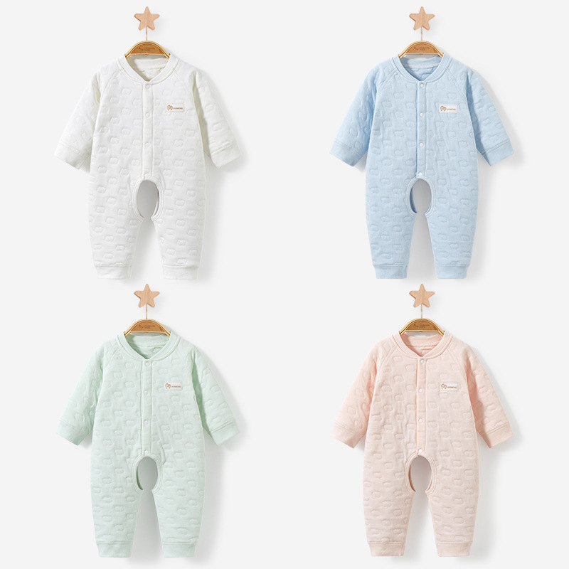 新生婴儿衣服春秋冬男女纯棉保暖连体衣哈衣夹棉开裆爬服宝宝秋装
