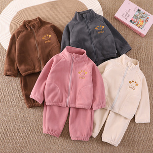 儿童冬装套装新款加绒加厚男女童冬季两件套宝宝衣服一件