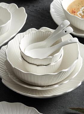 白色家碗值碟套装用轻奢乔碗筷高级ASS感颜简约迁日式陶瓷盘子碗