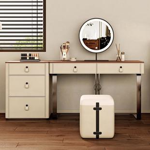 意式极简梳妆台收纳柜一体卧室实木斗柜轻奢现代高级感复古化妆桌
