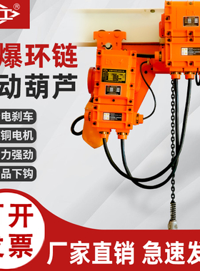 沪工防爆环链电动葫芦特种矿用无火花吊机1/3吨5吨葫芦气体挂钩式