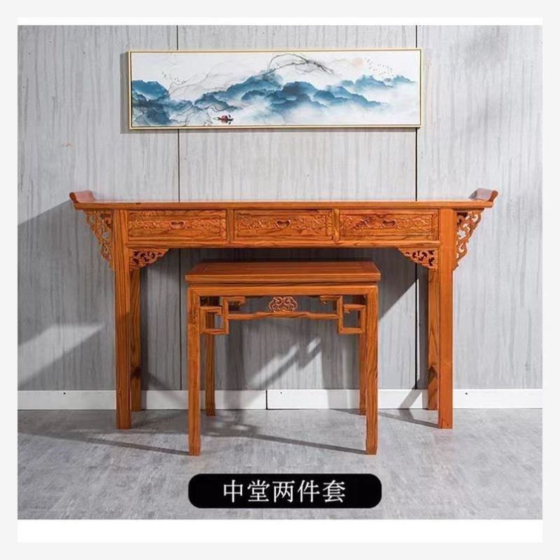 农村中堂条台中式供桌供台实木中堂条案香案玄关翘头桌八仙桌家用