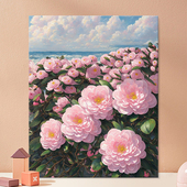 玫瑰物语0基础diy数字油画手绘油彩画丙烯填充减压家居装 饰画