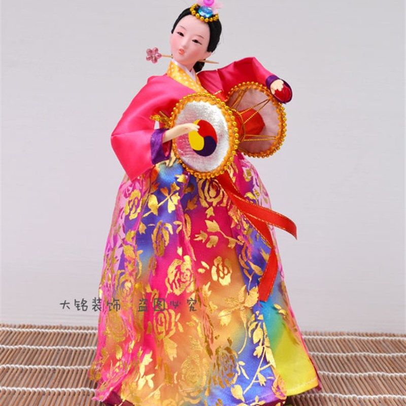 工艺品摆件韩国民俗人偶日韩式家居摆件12寸娃娃料理店装饰打鼓