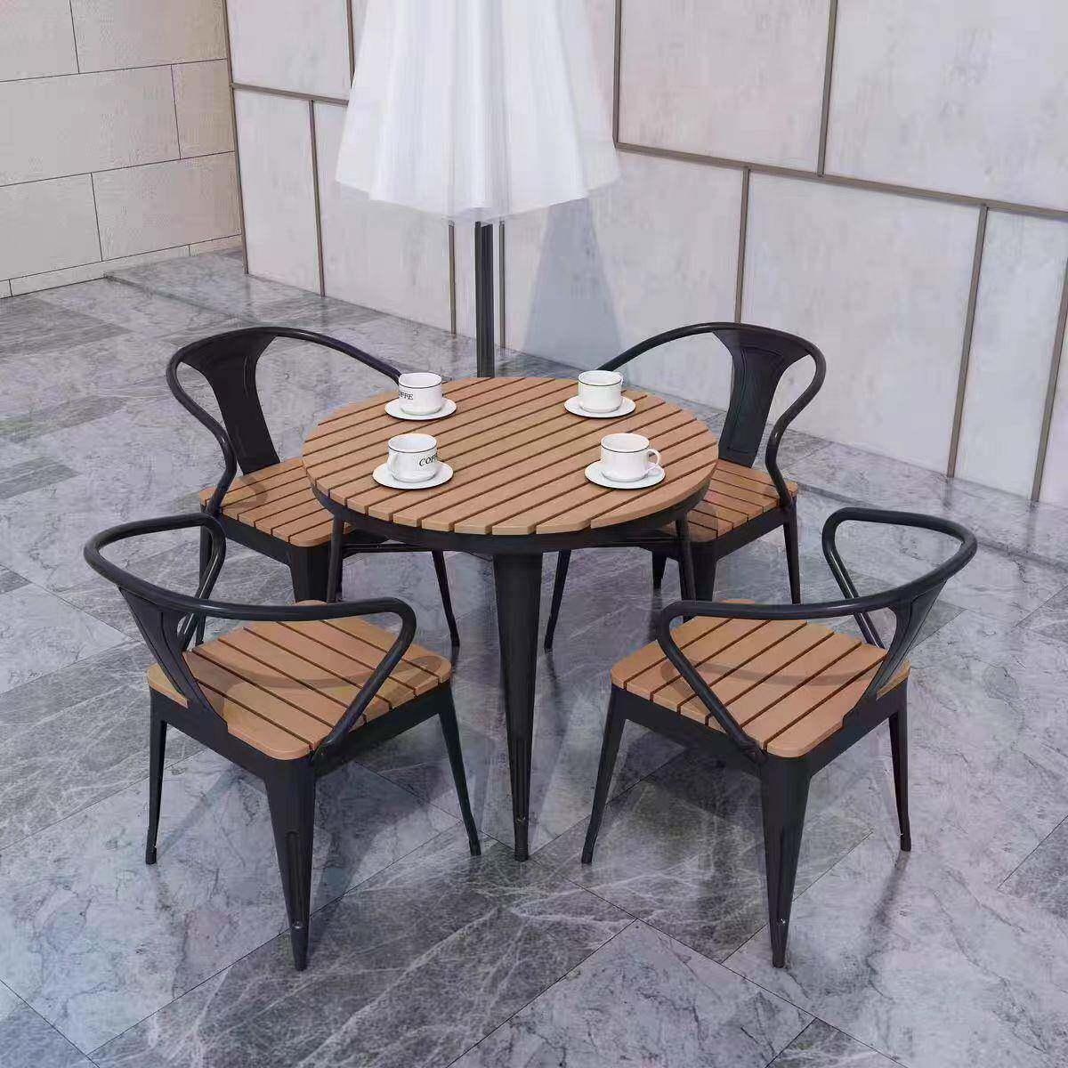 户外吧台板餐桌椅无品牌/防晒露天公阳台室外长园桌休闲餐塑木桌