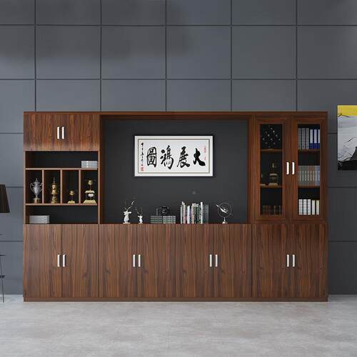 办公文件桌柜资料档案柜轻奢办公室室办公储物景柜办公室背IXB展