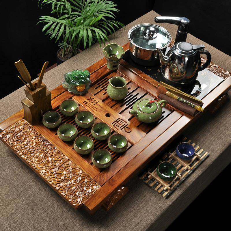 厂家紫砂jsftc200茶具套茶装四实合一整套冰裂电磁炉茶木花梨茶盘