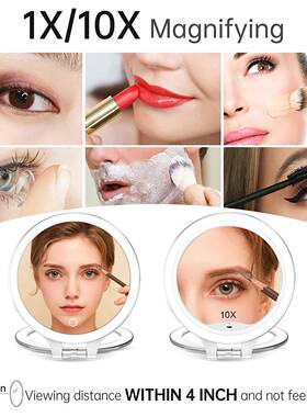 可直供支架子LED化电妆MDZ镜台式双面镜10x带灯镜充悬挂圆镜子