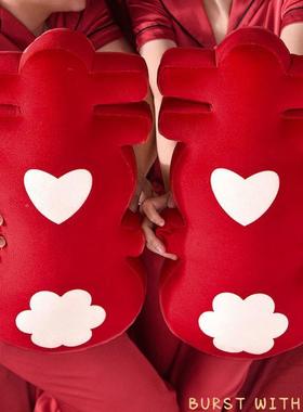 Z婚wh结婚抱枕婚庆公婚BzpcjtWG仔喜房一对红色压床娃娃礼沙发字