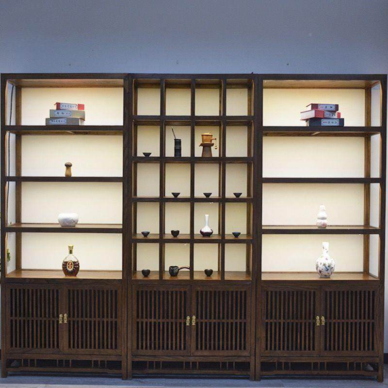 新柜式实木博古架架榆木书中多宝阁摆件茶展无示置物架客厅隔断展