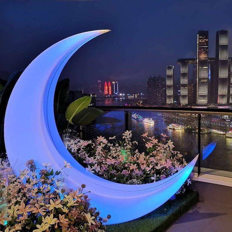 酒店月亮椅草月牙景观VEE星星饰户月装球外灯网红民宿发光坪拍照