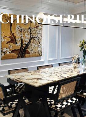 画复古轻法式装饰画新ST158中式合边柜适餐厅餐的挂高端轻奢中古