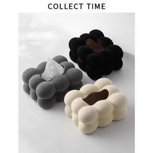 年红色绒巾感纸盒用客厅过茶几陶瓷抽纸盒985纸抽盒餐桌家餐巾纸