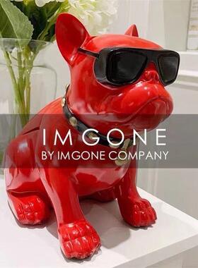 罐创存意钱AL100710只进不出客装厅饰简约狗法斗电视柜摆件大号储