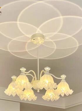 式光FEE影奶油风吊灯花朵红网氛厅围玻璃客创法意餐厅灯书房卧室