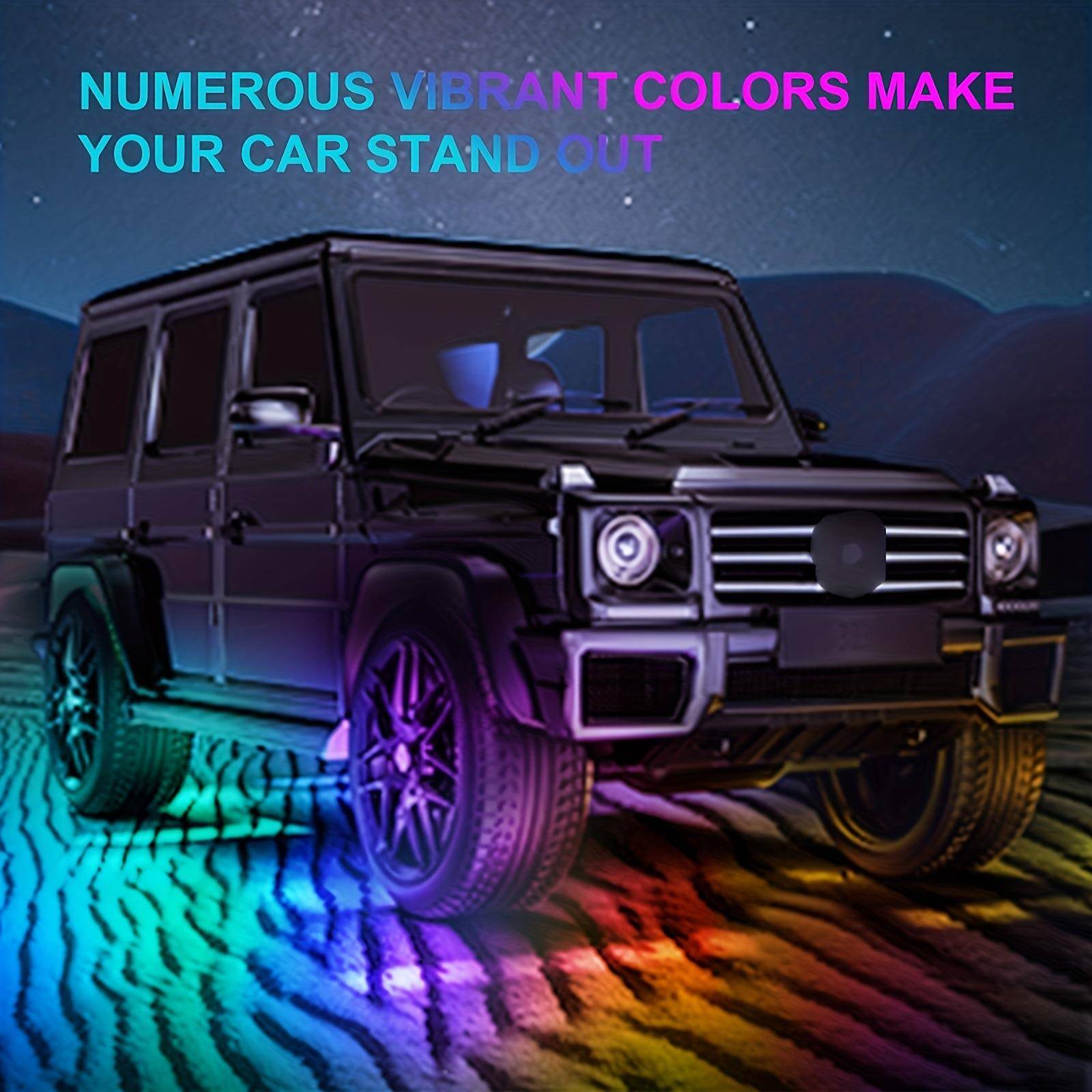 汽车底盘灯R灯GB幻闪彩汽车灯氛围爆彩灯摇滚1灯APP声控一拖四灯