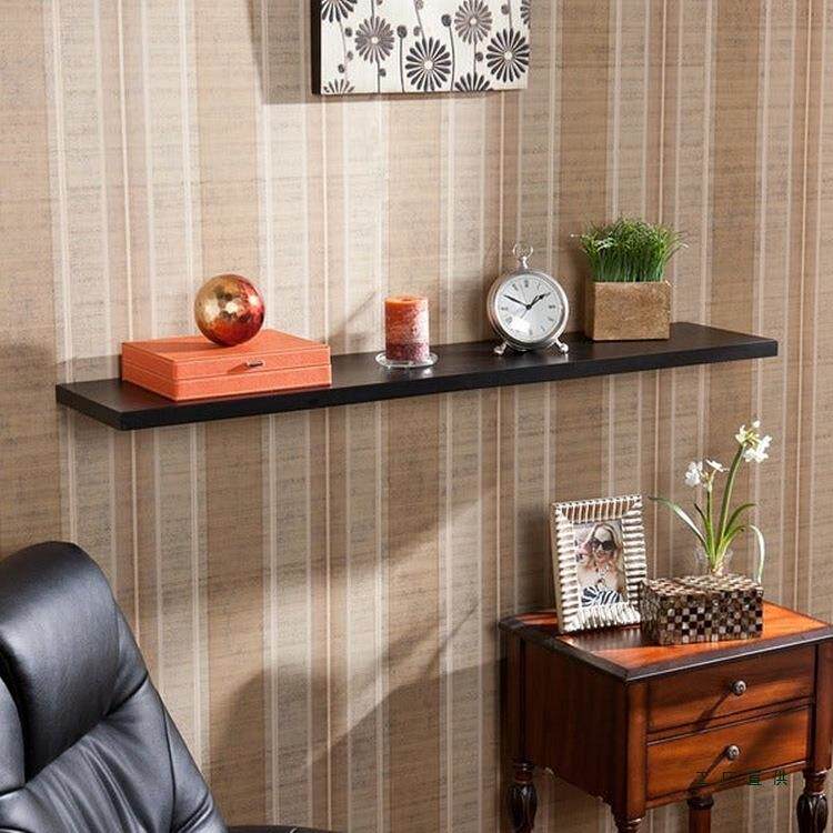 墙隔上厨置物架一字隔985板色现代简约实木展示架原木房黑收纳储