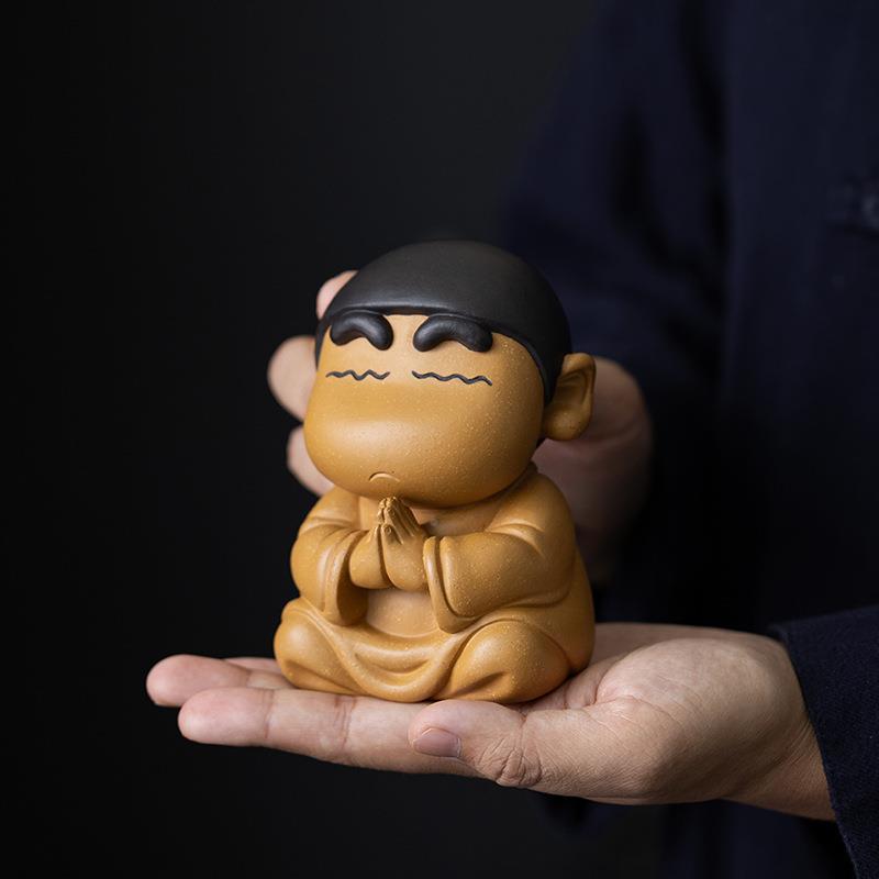 赵OJY永辉紫段泥禅定小新茶宠砂摆件精品可居养手家工茶玩装饰工