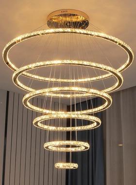 轻奢452水晶吊灯后现简约客厅别墅餐卧室家居l代灯饰e厅d圆环吊灯