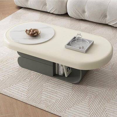 油B8666茶几客厅家用奶小户型岩网红椭圆设计感板小茶几酒店公风