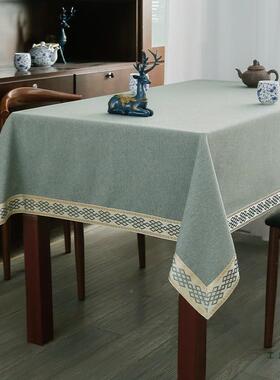 轻奢正方方形桌布布F97H6J5T艺新中式长形布茶几台布棉风格会麻议