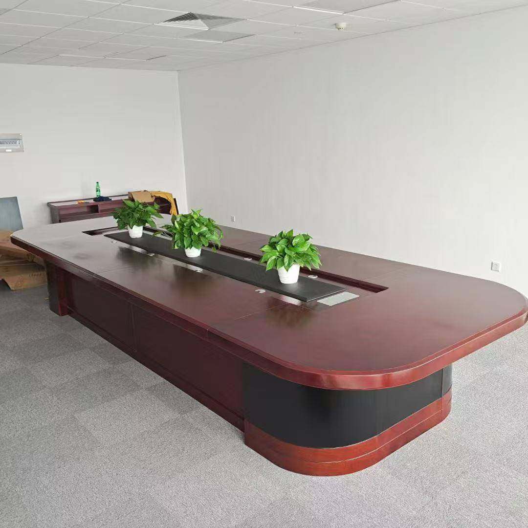 大会议桌形椭型圆油漆实木皮无品牌/中式会议室桌椅组合商务会高